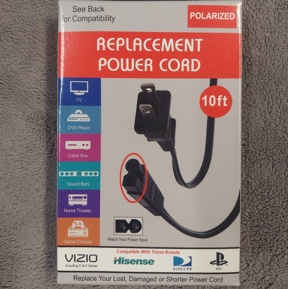 Replacement Power Cord - Black